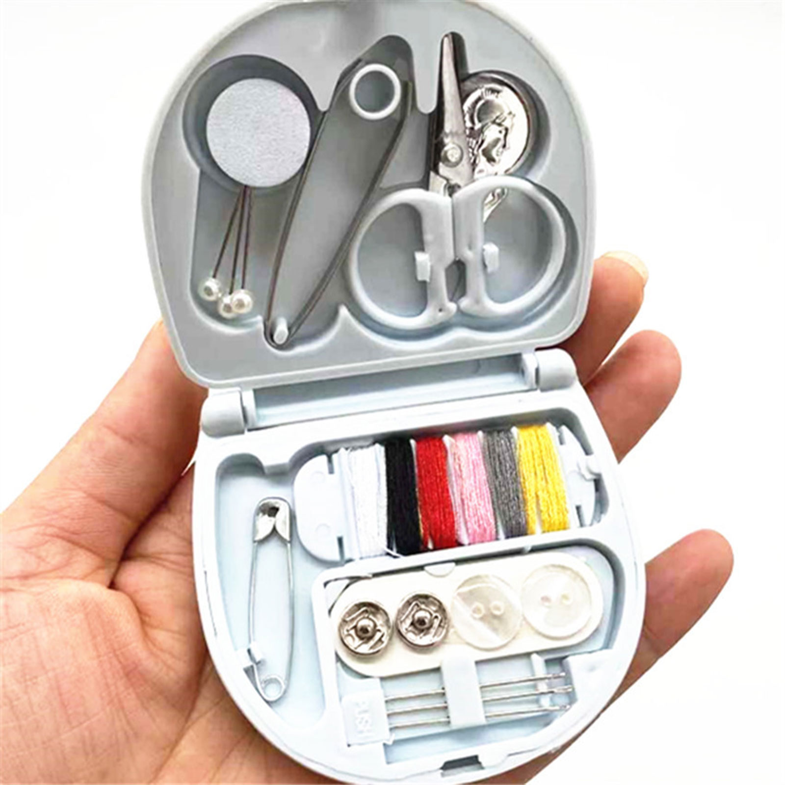 Travel Sewing Kit in Mini Folding Organizer Box Basic Needle and